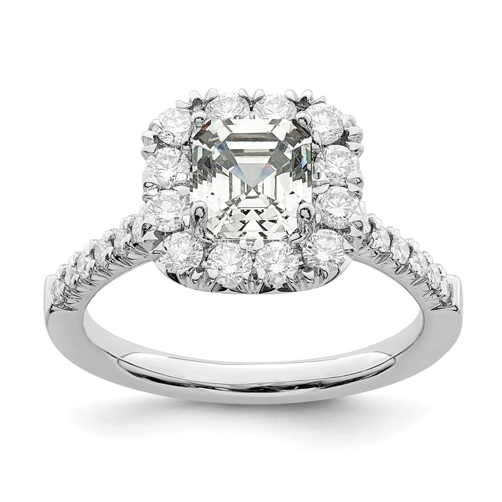 True Origin Lab Grown Diamond VS+ F+ Semi-Mount Asscher Halo Engagement Ring
