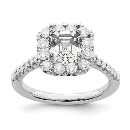 True Origin Lab Grown Diamond VS+ F+ Semi-Mount Asscher Halo Engagement Ring