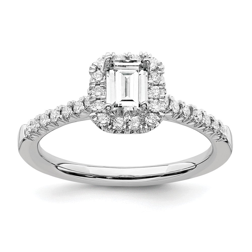 True Origin Lab Grown Diamond VS+ F+ Semi-Mount Emerald Halo Engagement Ring