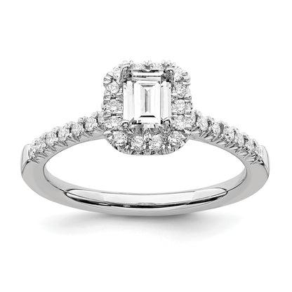 True Origin Lab Grown Diamond VS+ F+ Semi-Mount Emerald Halo Engagement Ring