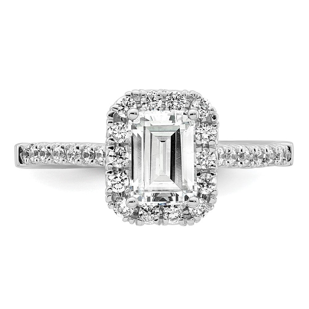 True Origin Lab Grown Diamond VS+ F+ Semi-Mount Emerald Halo Engagement Ring