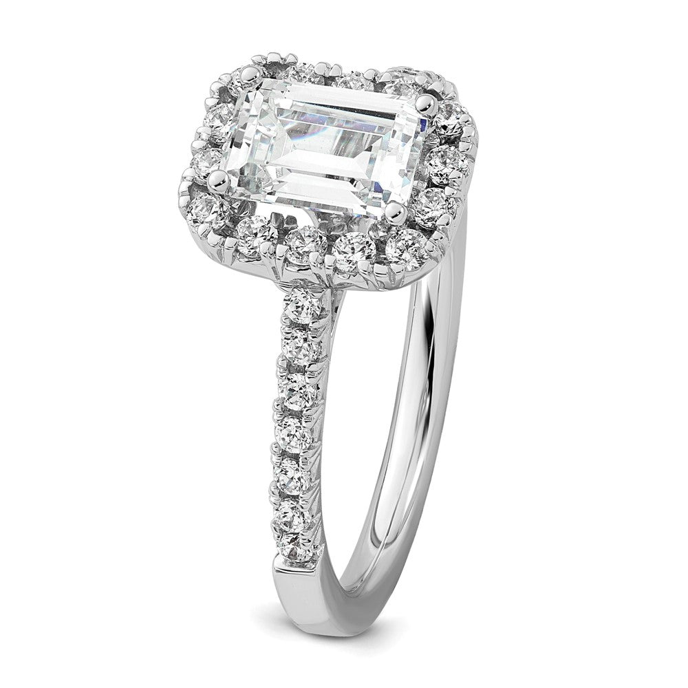 True Origin Lab Grown Diamond VS+ F+ Semi-Mount Emerald Halo Engagement Ring