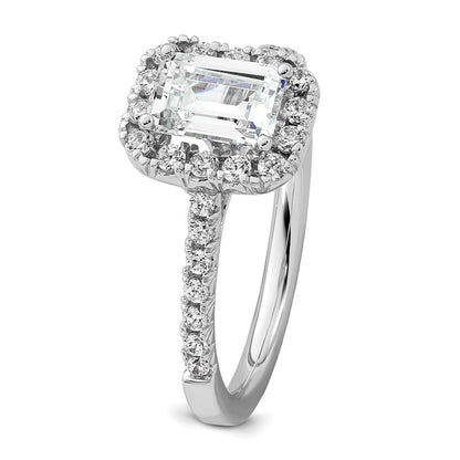 True Origin Lab Grown Diamond VS+ F+ Semi-Mount Emerald Halo Engagement Ring