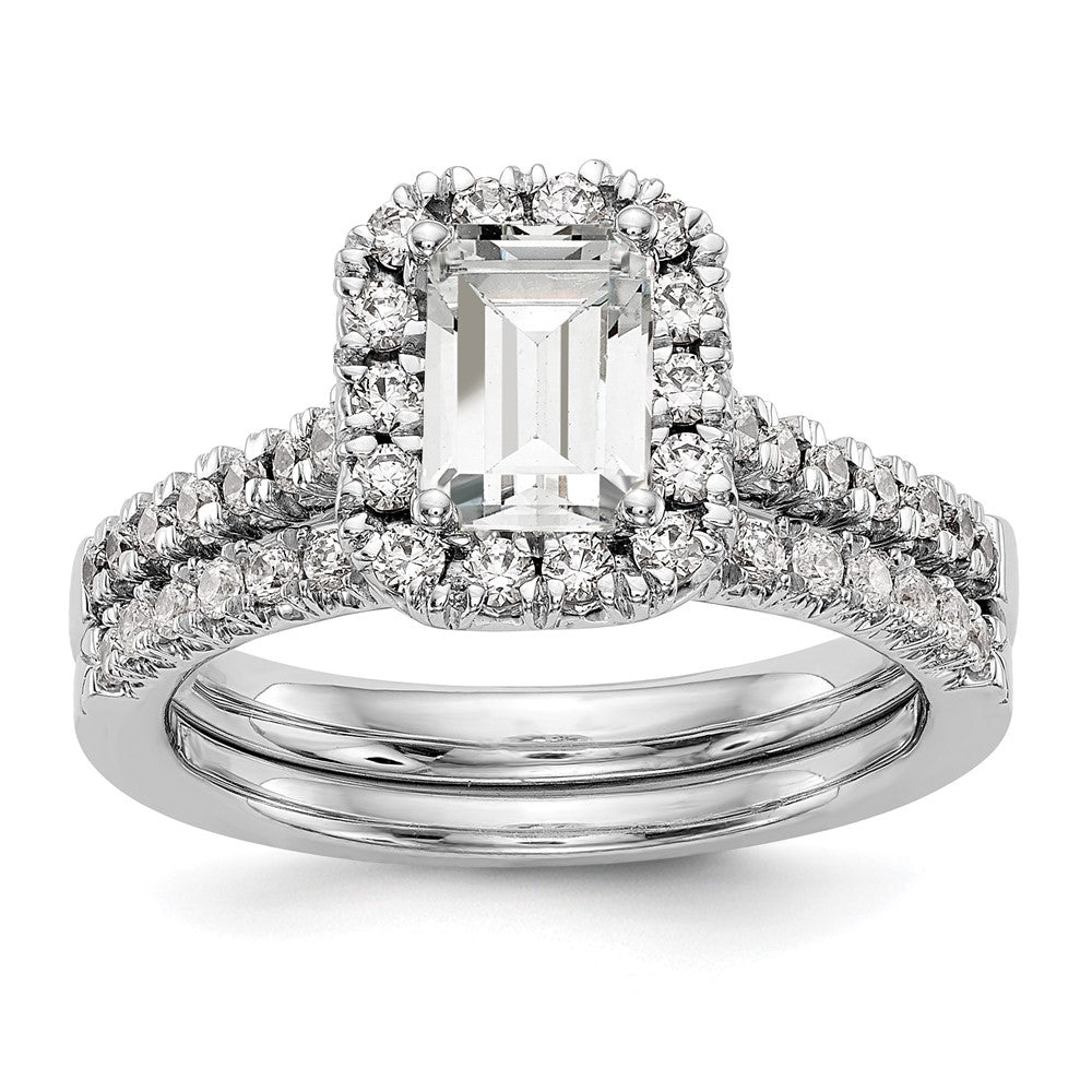 True Origin Lab Grown Diamond VS+ F+ Semi-Mount Emerald Halo Engagement Ring