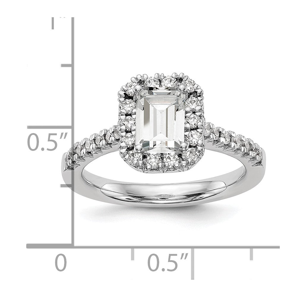 True Origin Lab Grown Diamond VS+ F+ Semi-Mount Emerald Halo Engagement Ring