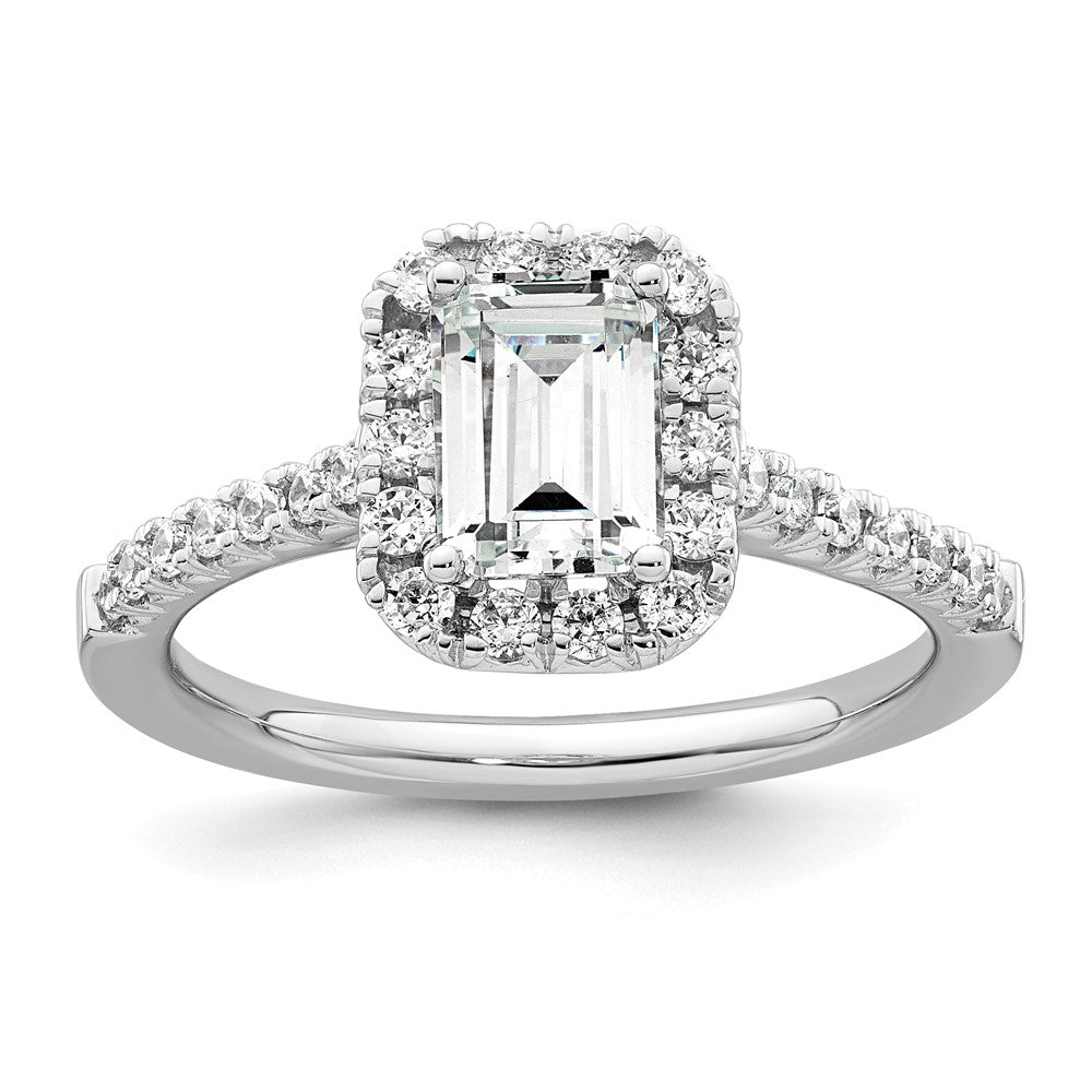 True Origin Lab Grown Diamond VS+ F+ Semi-Mount Emerald Halo Engagement Ring