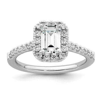 True Origin Lab Grown Diamond VS+ F+ Semi-Mount Emerald Halo Engagement Ring