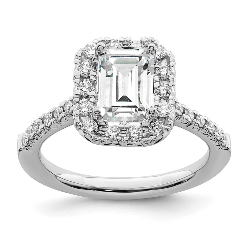 True Origin Lab Grown Diamond VS+ F+ Semi-Mount Emerald Halo Engagement Ring