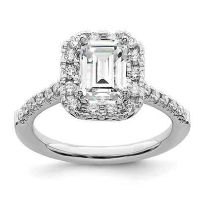 True Origin Lab Grown Diamond VS+ F+ Semi-Mount Emerald Halo Engagement Ring