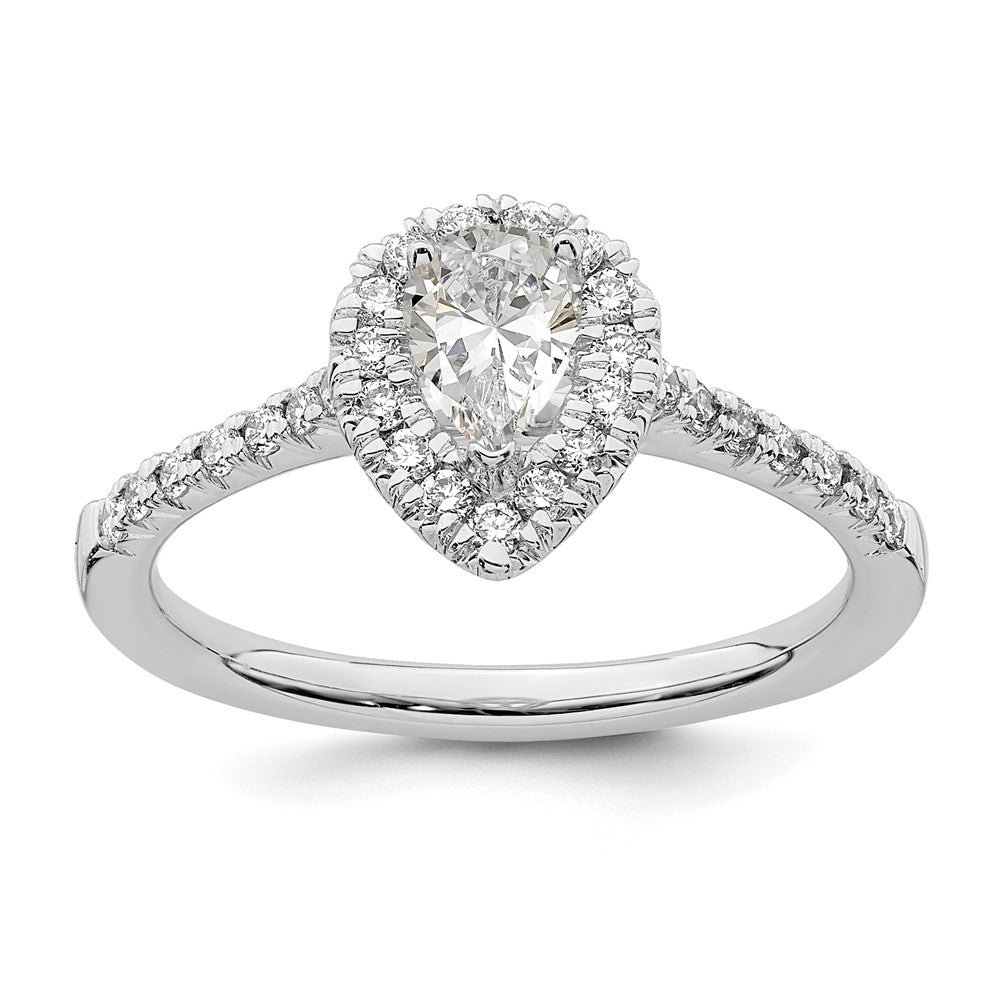 True Origin Lab Grown Diamond VS+ F+ Semi-Mount Pear Halo Engagement Ring