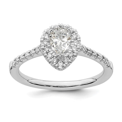 True Origin Lab Grown Diamond VS+ F+ Semi-Mount Pear Halo Engagement Ring