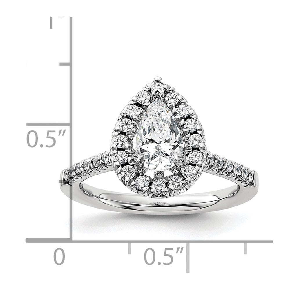 True Origin Lab Grown Diamond VS+ F+ Semi-Mount Pear Halo Engagement Ring