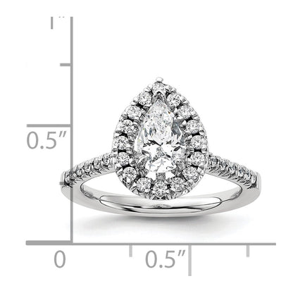 True Origin Lab Grown Diamond VS+ F+ Semi-Mount Pear Halo Engagement Ring