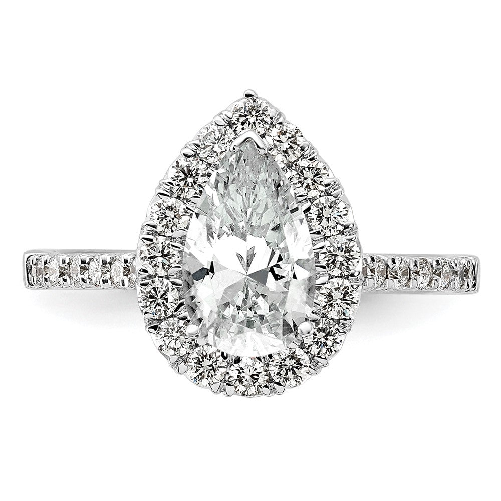 True Origin Lab Grown Diamond VS+ F+ Semi-Mount Pear Halo Engagement Ring