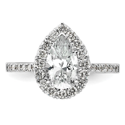 True Origin Lab Grown Diamond VS+ F+ Semi-Mount Pear Halo Engagement Ring