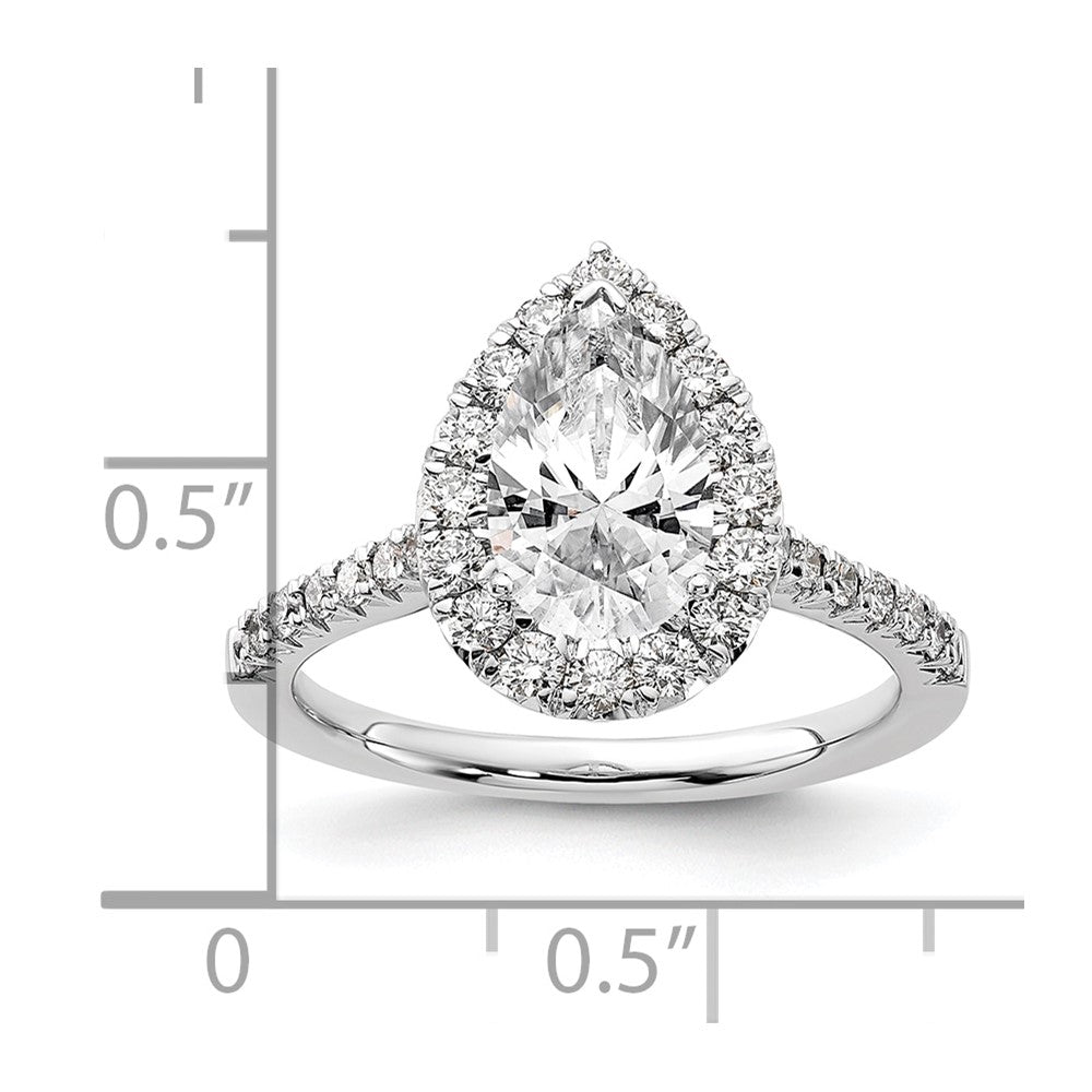 True Origin Lab Grown Diamond VS+ F+ Semi-Mount Pear Halo Engagement Ring