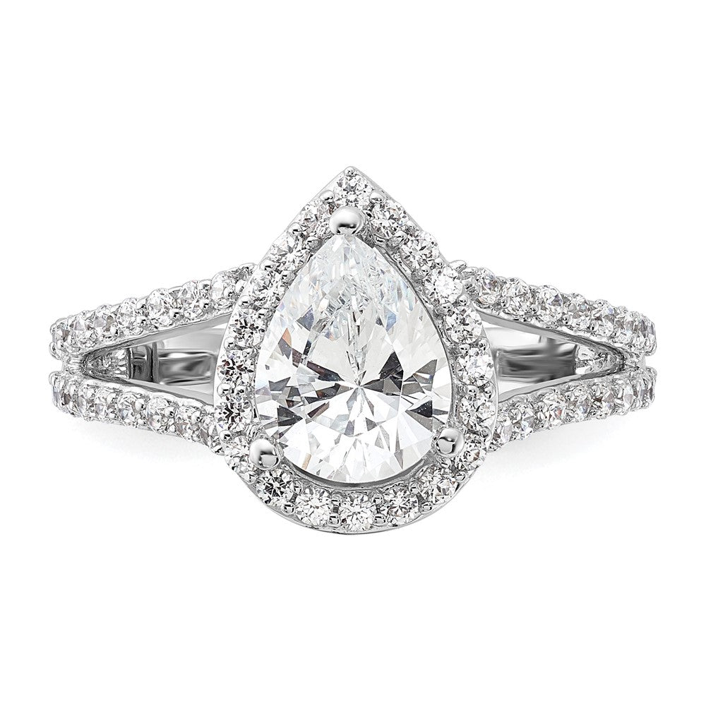 True Origin Lab Grown Diamond VS+ F+ Semi-Mount Pear Halo Engagement Ring