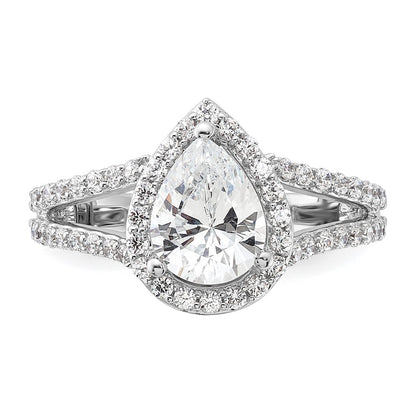 True Origin Lab Grown Diamond VS+ F+ Semi-Mount Pear Halo Engagement Ring