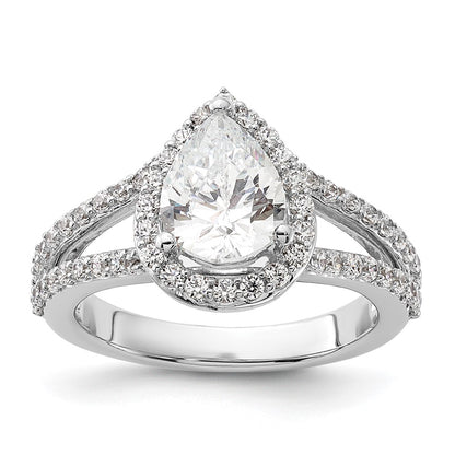 True Origin Lab Grown Diamond VS+ F+ Semi-Mount Pear Halo Engagement Ring