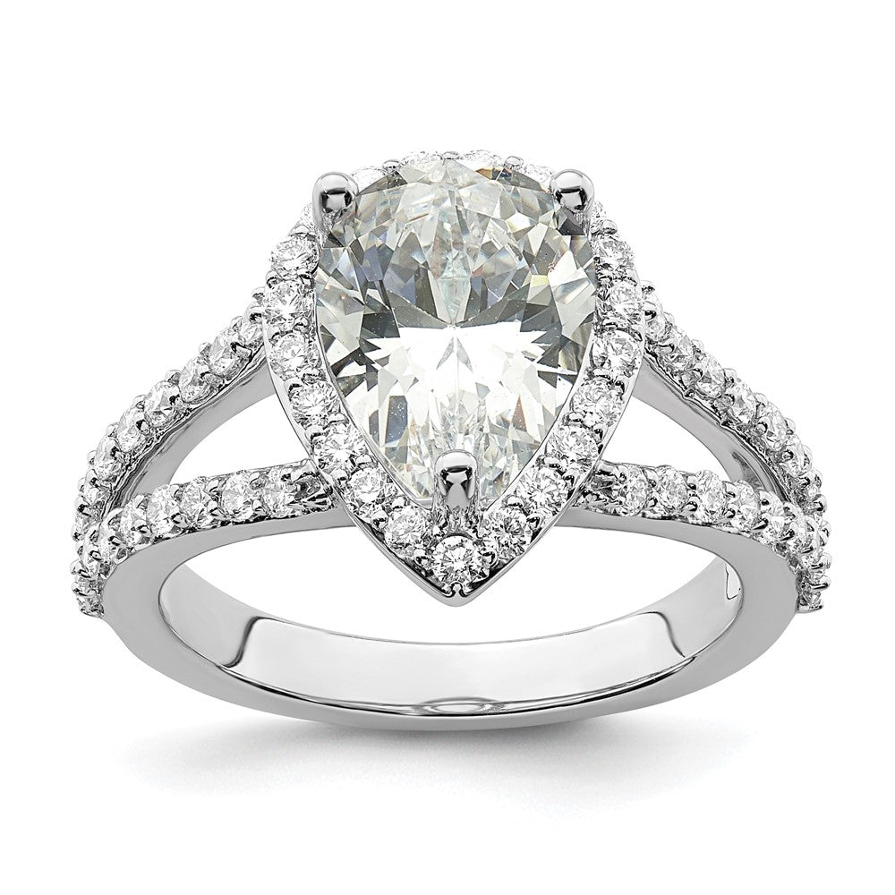 True Origin Lab Grown Diamond VS+ F+ Semi-Mount Pear Halo Engagement Ring