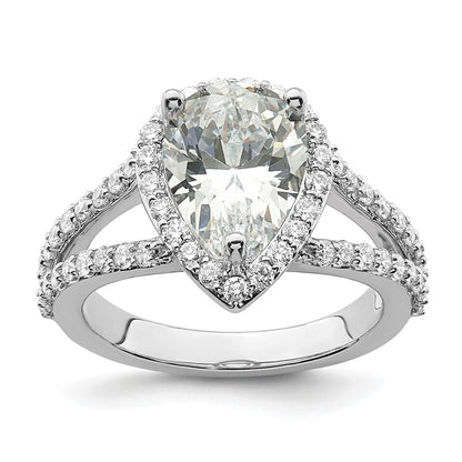 True Origin Lab Grown Diamond VS+ F+ Semi-Mount Pear Halo Engagement Ring
