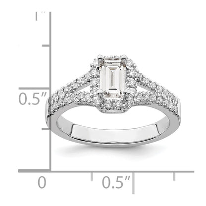 True Origin Lab Grown Diamond VS+ F+ Semi-Mount Emerald Halo Engagement Ring