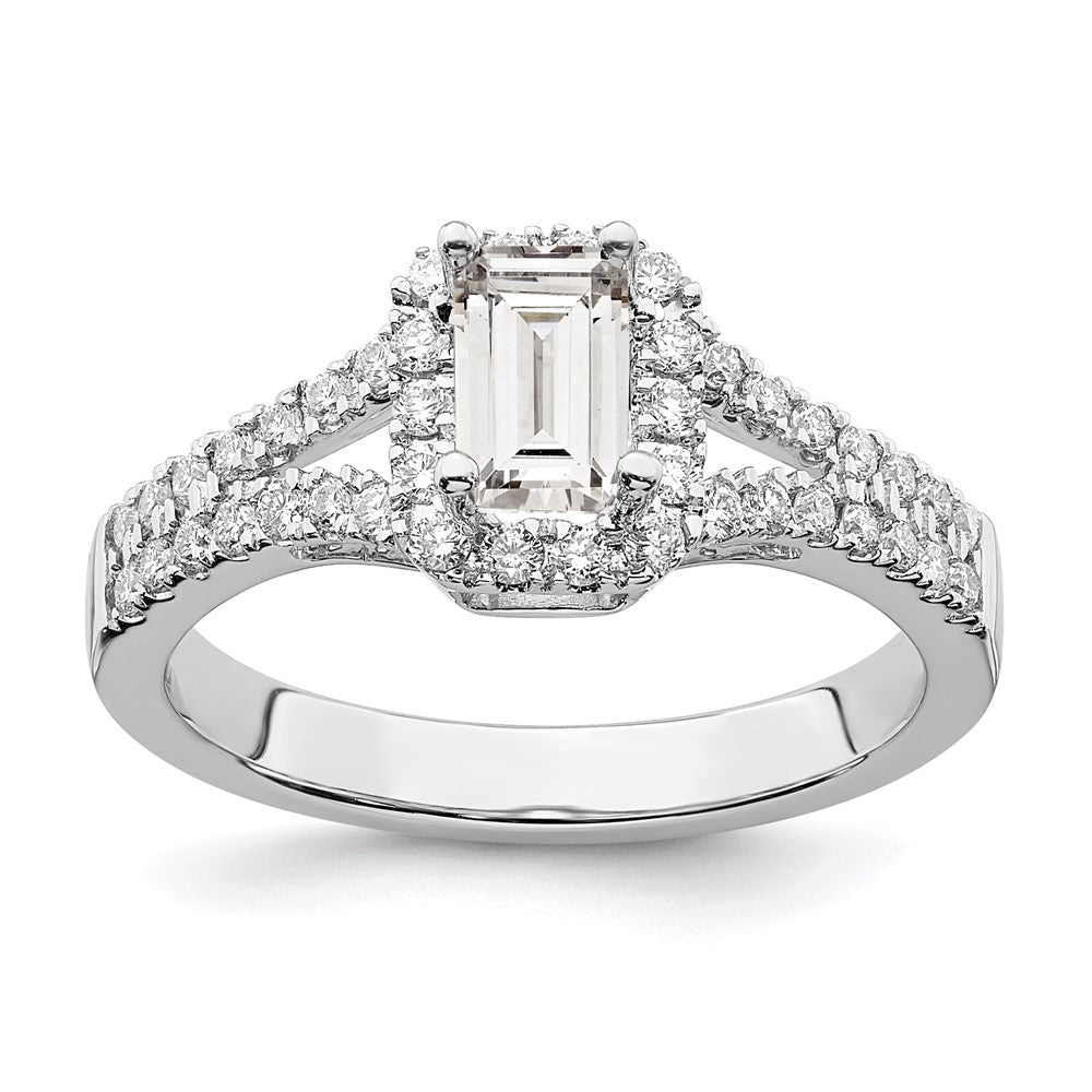 True Origin Lab Grown Diamond VS+ F+ Semi-Mount Emerald Halo Engagement Ring