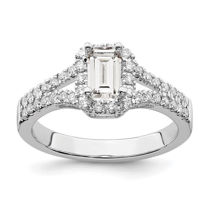 True Origin Lab Grown Diamond VS+ F+ Semi-Mount Emerald Halo Engagement Ring