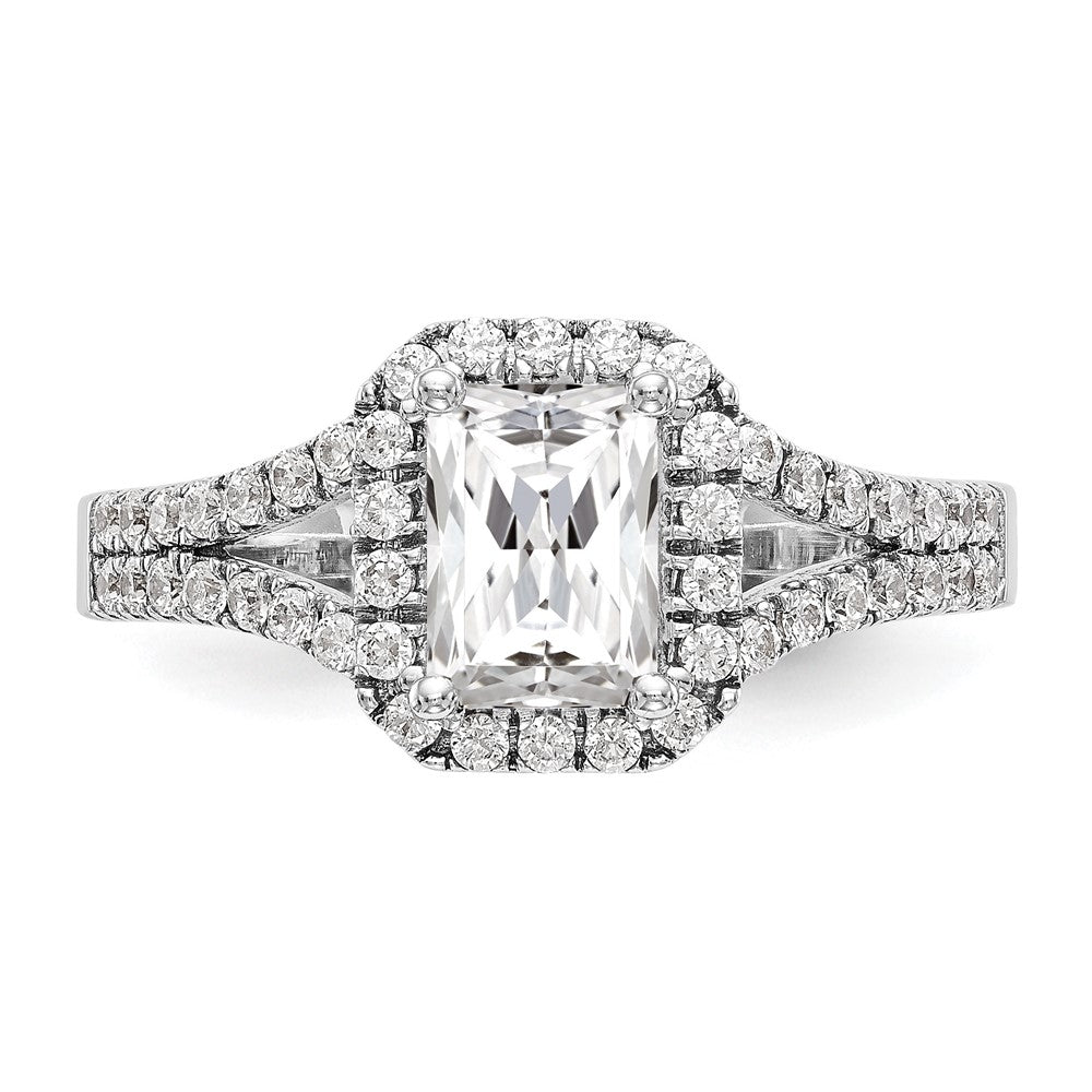 True Origin Lab Grown Diamond VS+ F+ Semi-Mount Emerald Halo Engagement Ring