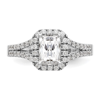 True Origin Lab Grown Diamond VS+ F+ Semi-Mount Emerald Halo Engagement Ring
