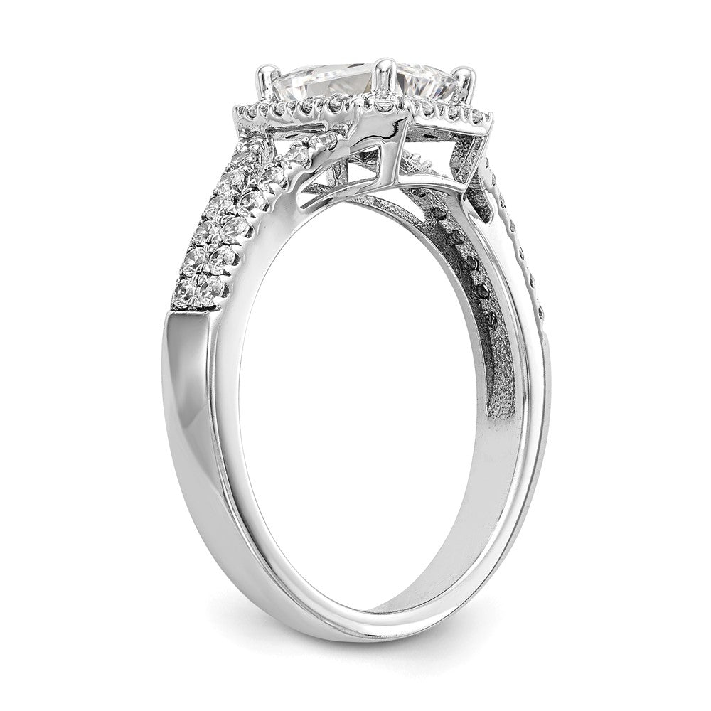 True Origin Lab Grown Diamond VS+ F+ Semi-Mount Emerald Halo Engagement Ring
