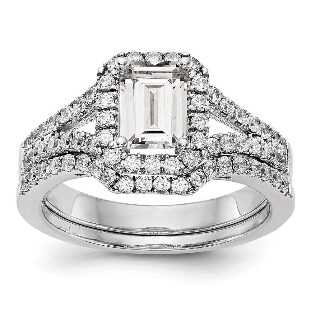 True Origin Lab Grown Diamond VS+ F+ Semi-Mount Emerald Halo Engagement Ring