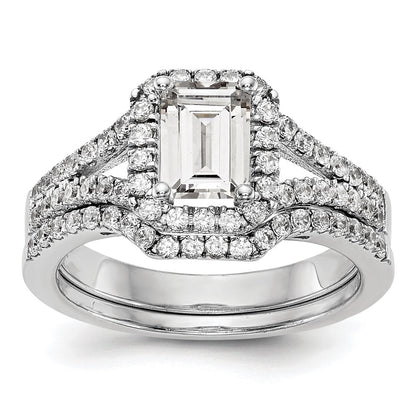 True Origin Lab Grown Diamond VS+ F+ Semi-Mount Emerald Halo Engagement Ring