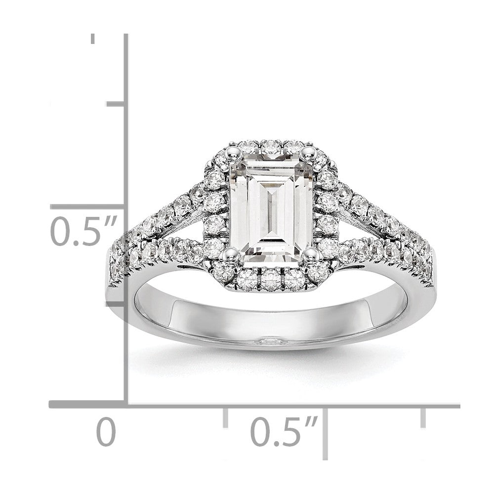 True Origin Lab Grown Diamond VS+ F+ Semi-Mount Emerald Halo Engagement Ring