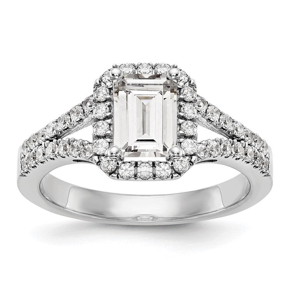 True Origin Lab Grown Diamond VS+ F+ Semi-Mount Emerald Halo Engagement Ring