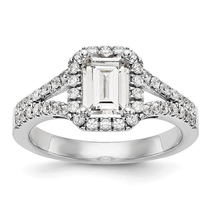 True Origin Lab Grown Diamond VS+ F+ Semi-Mount Emerald Halo Engagement Ring