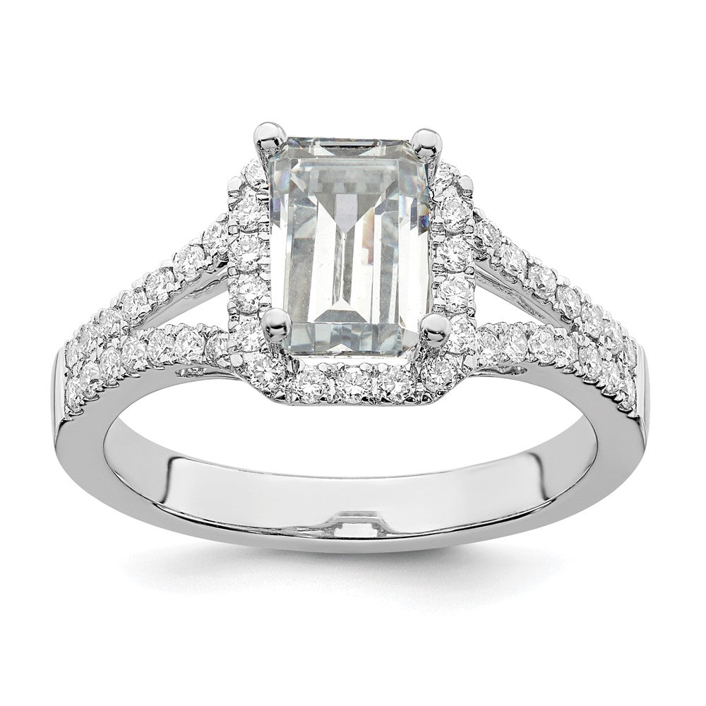 True Origin Lab Grown Diamond VS+ F+ Semi-Mount Emerald Halo Engagement Ring