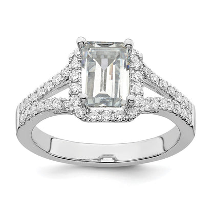 True Origin Lab Grown Diamond VS+ F+ Semi-Mount Emerald Halo Engagement Ring