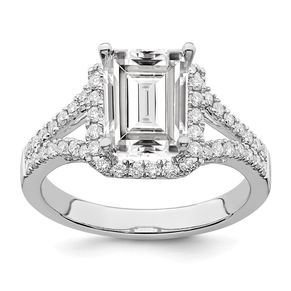 True Origin Lab Grown Diamond VS+ F+ Semi-Mount Emerald Halo Engagement Ring