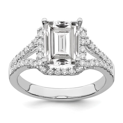 True Origin Lab Grown Diamond VS+ F+ Semi-Mount Emerald Halo Engagement Ring