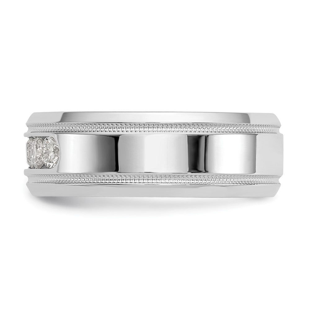 True Origin Men's Lab Grown Diamond VS D E F Polished Five Stone Beveled Edge Miligrain Band