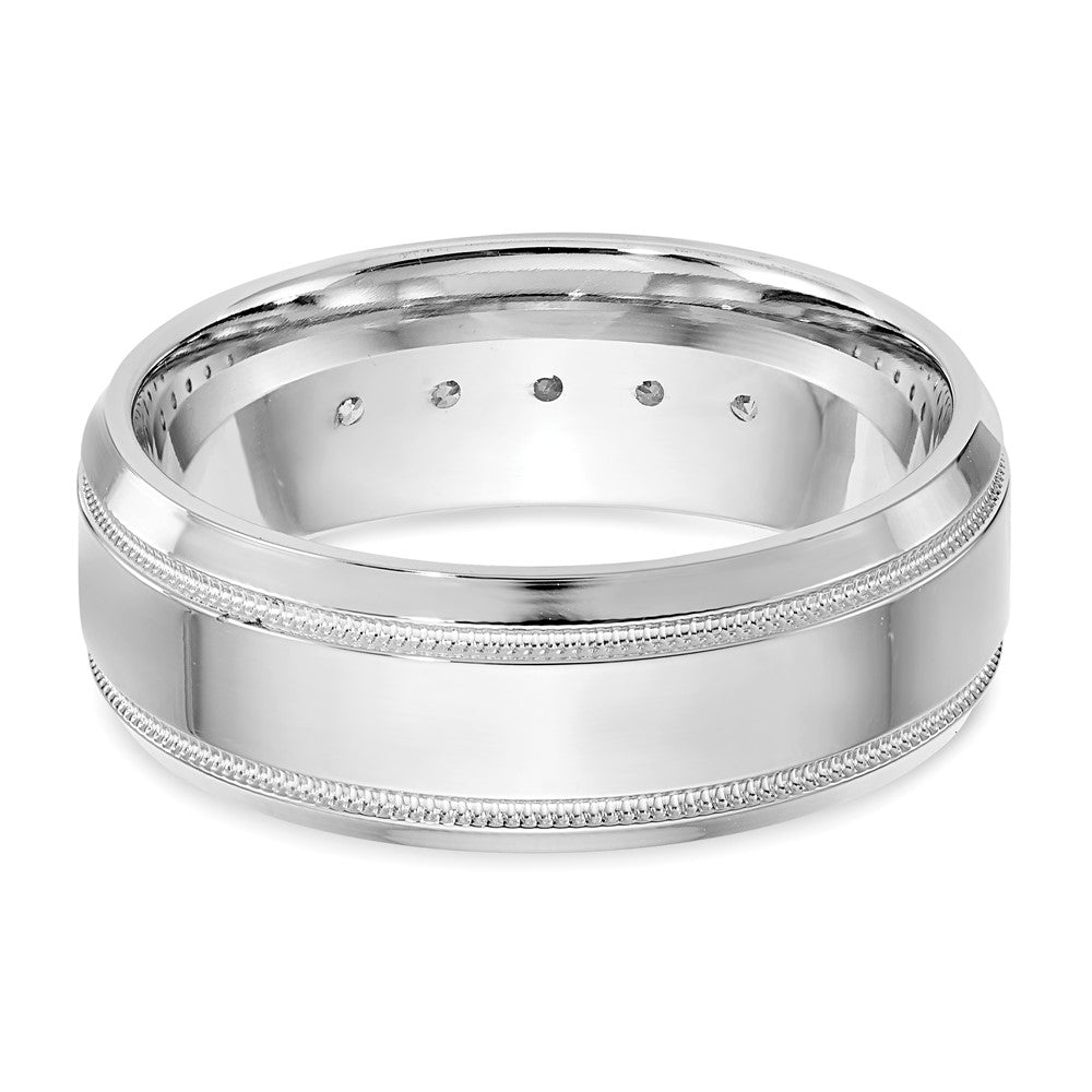 True Origin Men's Lab Grown Diamond VS D E F Polished Five Stone Beveled Edge Miligrain Band