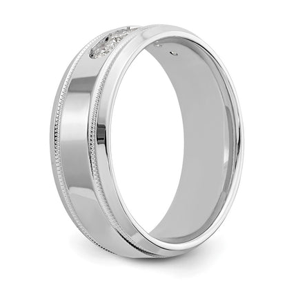 True Origin Men's Lab Grown Diamond VS D E F Polished Five Stone Beveled Edge Miligrain Band