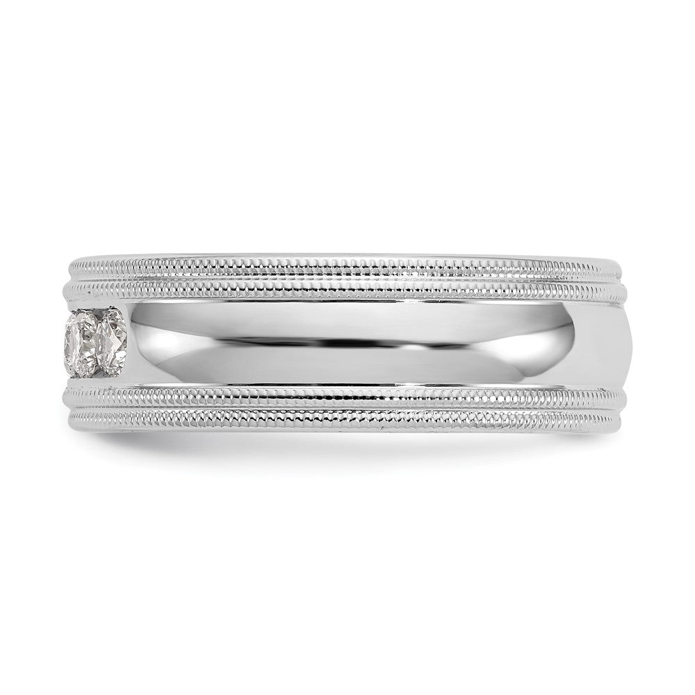 True Origin Men's Lab Grown Diamond VS D E F Polished Five Stone Double Miligrain Band