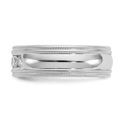 True Origin Men's Lab Grown Diamond VS D E F Polished Five Stone Double Miligrain Band