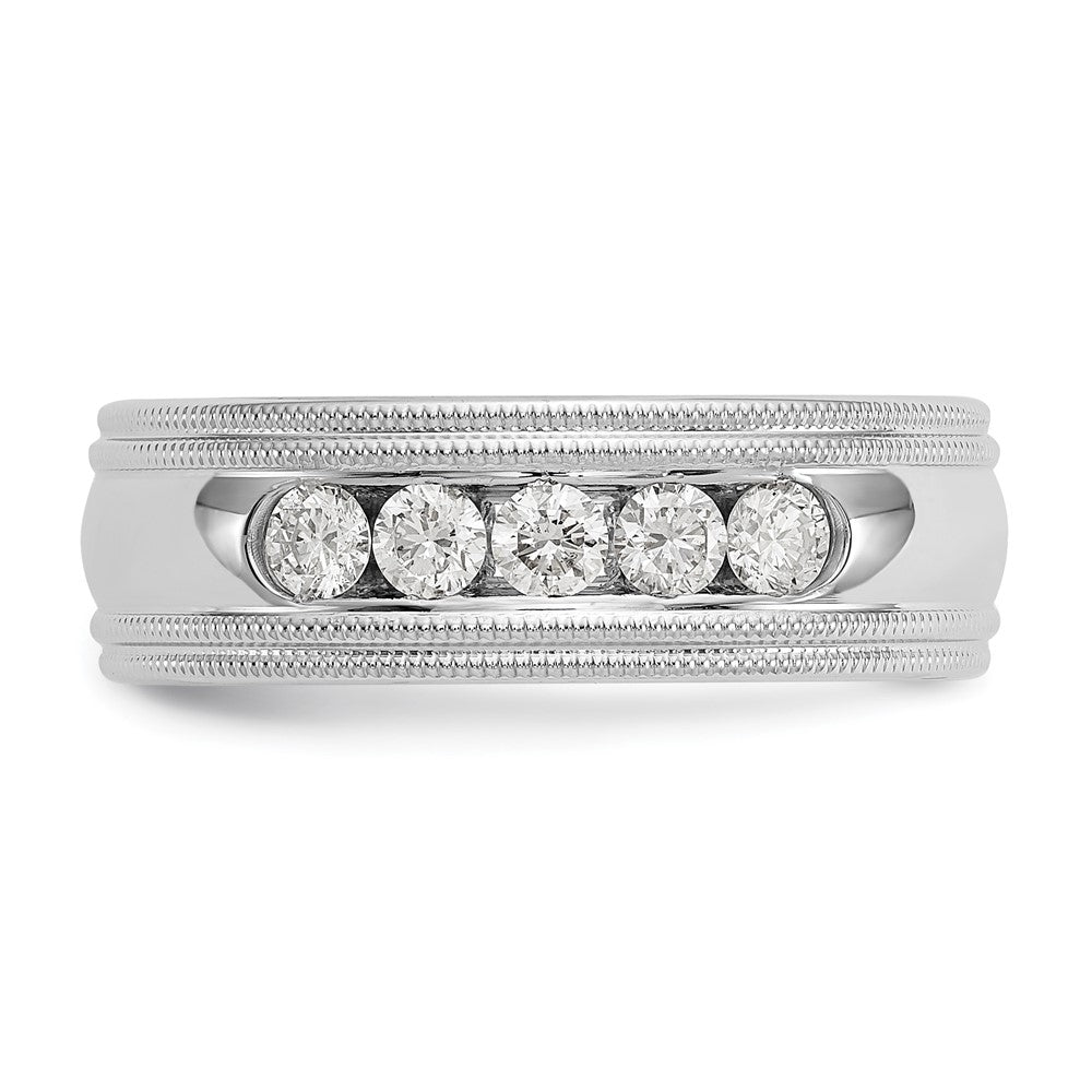 True Origin Men's Lab Grown Diamond VS D E F Polished Five Stone Double Miligrain Band