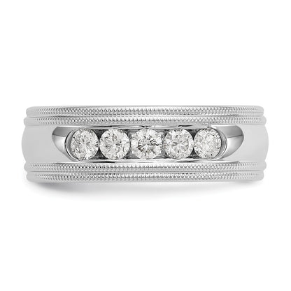 True Origin Men's Lab Grown Diamond VS D E F Polished Five Stone Double Miligrain Band