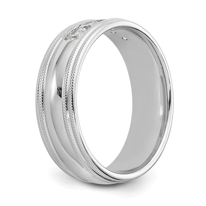 True Origin Men's Lab Grown Diamond VS D E F Polished Five Stone Double Miligrain Band