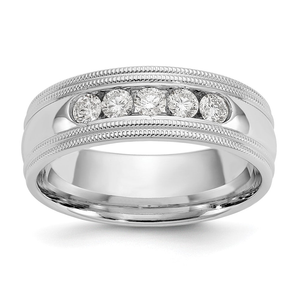 True Origin Men's Lab Grown Diamond VS D E F Polished Five Stone Double Miligrain Band