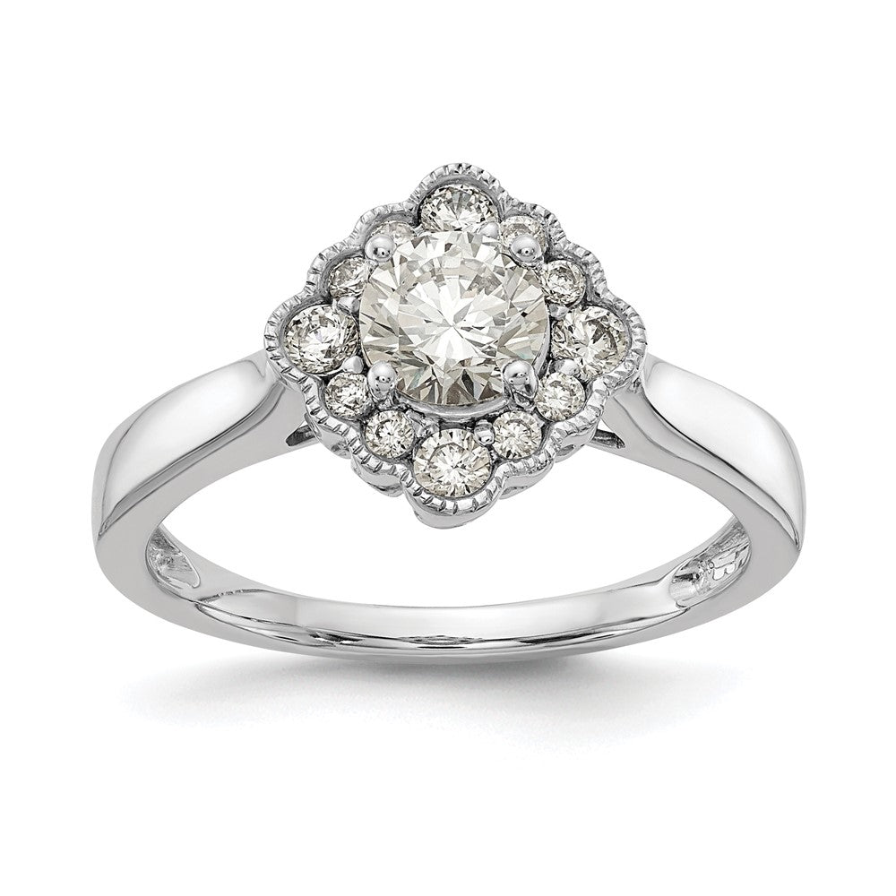 True Origin and Lab Grown Diamond VS+ F+ Semi-Mount Round Halo Engagement Ring